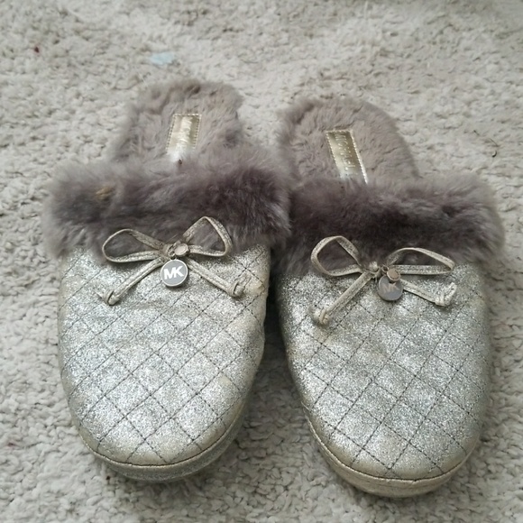 Michael Kors Shoes - Michael Kors silver metallic slippers